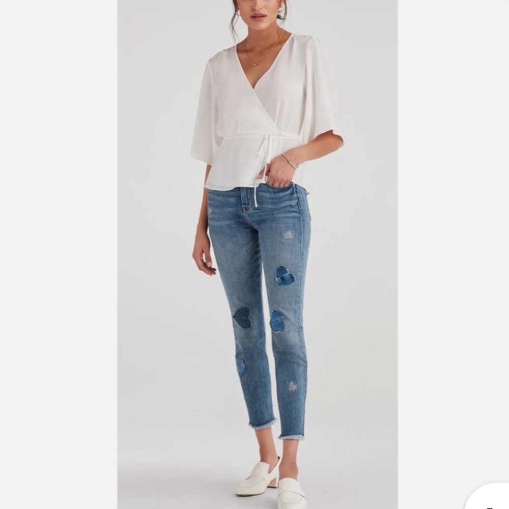 7 for all man Kind wrap front shirt in ivory white
